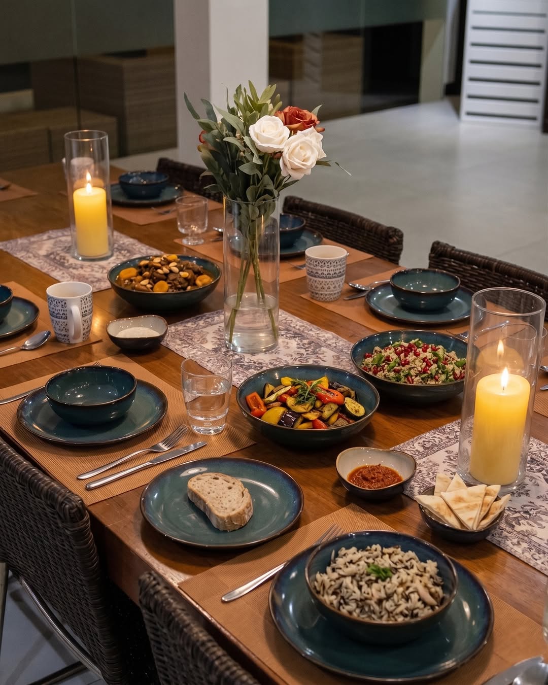 Candlelit intimate dinner table at Villa Grazzi