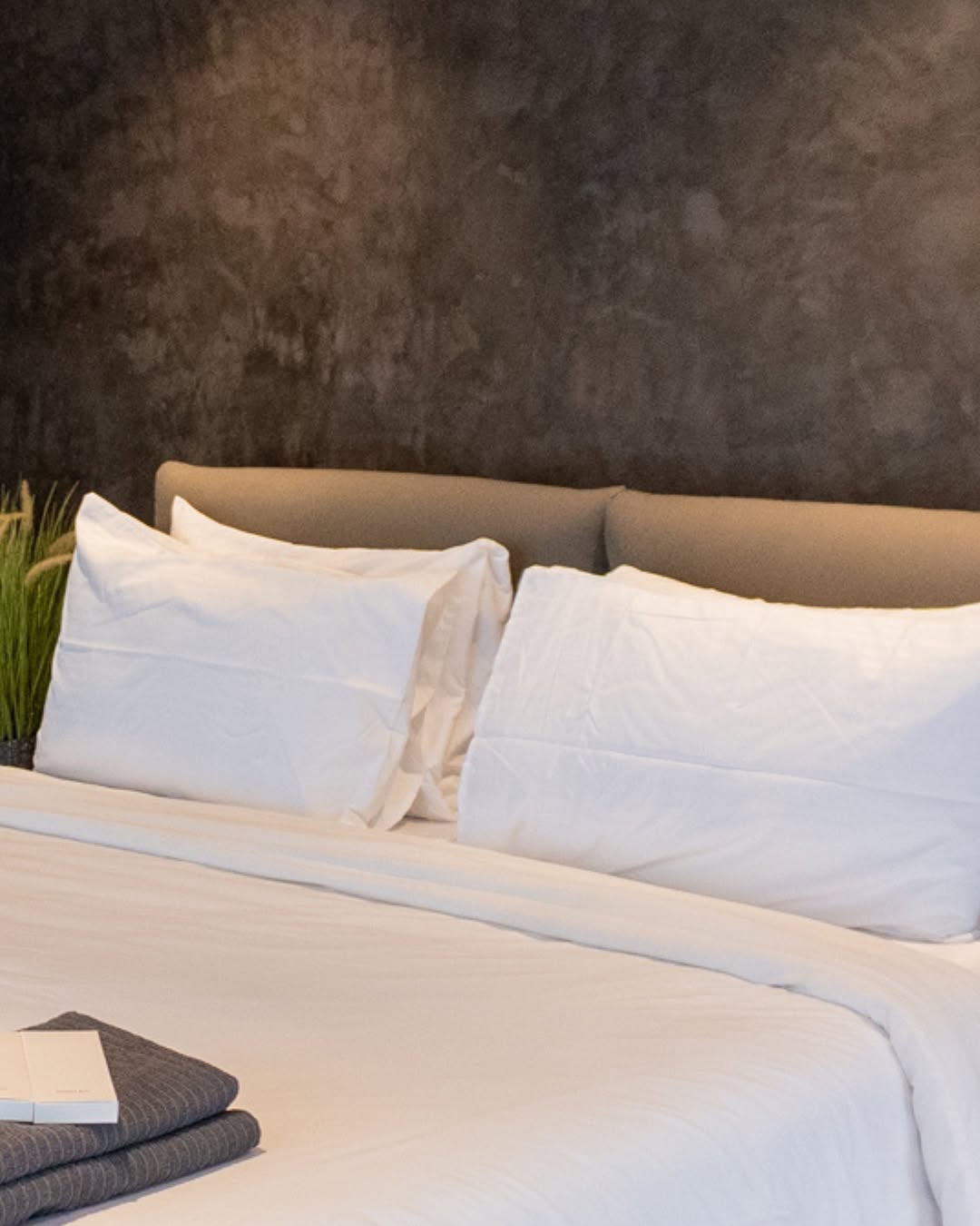 Master Suite close-up crisp bedding